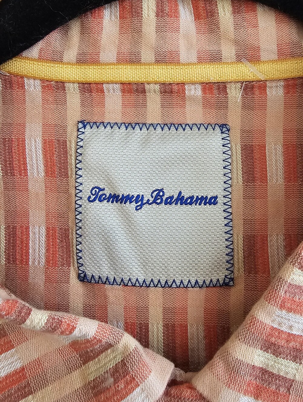 Tommy Bahama Coral & Cream Stripe Button-Up